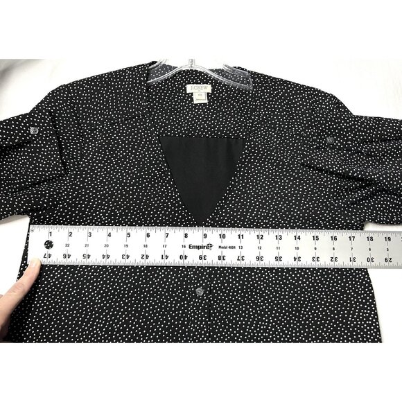 J Crew Dress Womens XXS Black White Polka Dot Long Sleeve Button Down Front - Picture 5 of 11